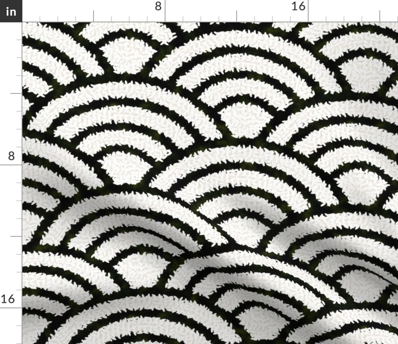 Rice And Nori Black White Japan Japanese Wave Geometric Monochrome Stripes Custom Printed Fabric by Spoonflower Various Fabrics by the Yard or Fat Quarter